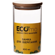 Скляна банка з бамбуковою кришкою Ecomo BR0915 "C-Line", 800 мл