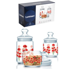 Набір банок Luminarc Jar Hypnosis P4832 з маками - 3 шт