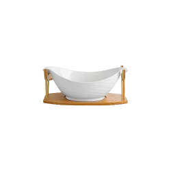 Фруктівниця White Classic 31×17×12 см на бамбуковій підставці Stenson MC-3654-12